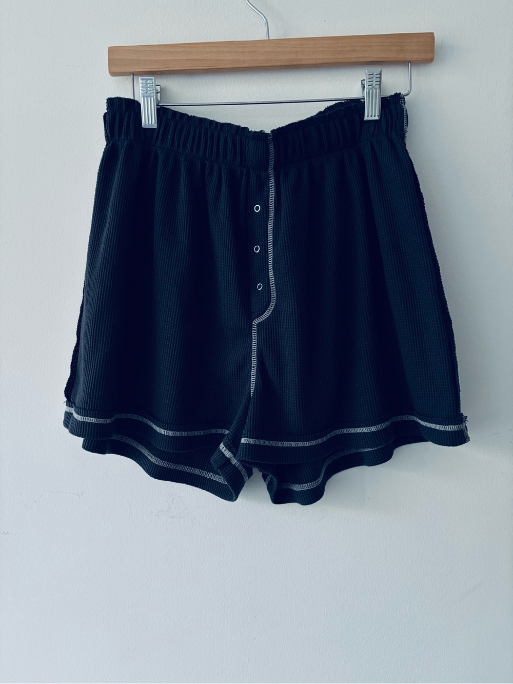 Free People Intimately Early Night Thermal Shorts Waffle Knit Loungewear navy M